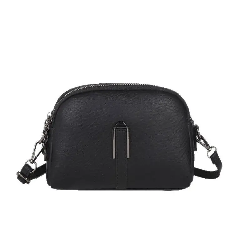 Black Women's Crossbody Bag with Gold Plated Zipper - Image 7