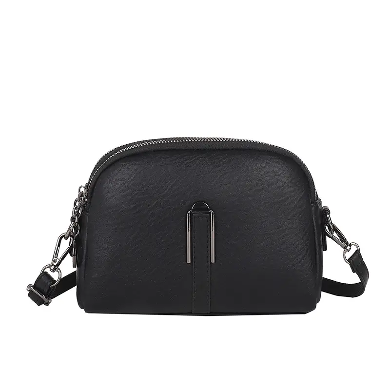 Black Women's Crossbody Bag with Gold Plated Zipper — feature 1