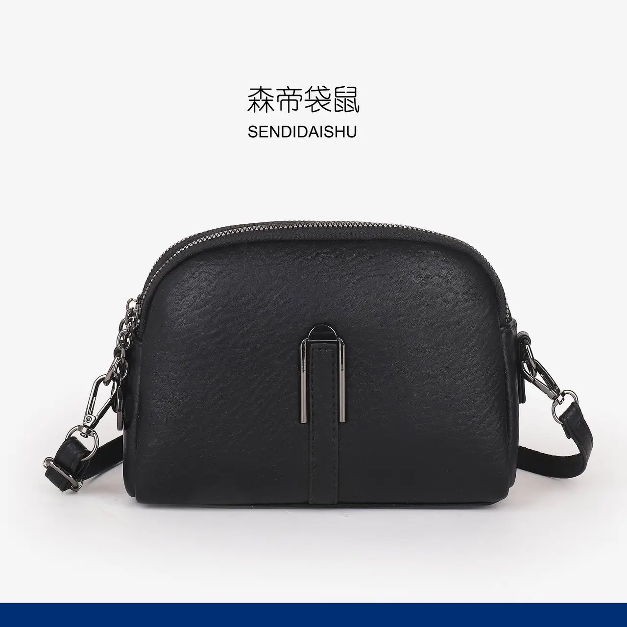 Black Women's Crossbody Bag with Gold Plated Zipper — feature 3