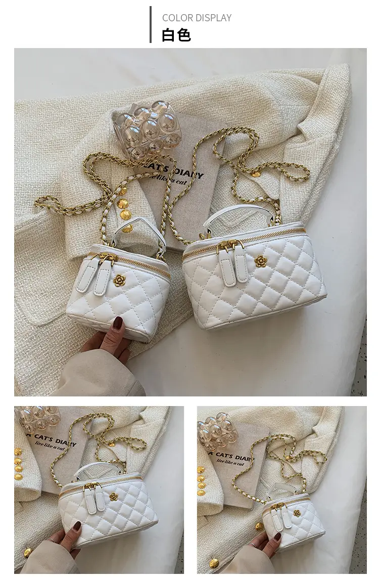 White Quilted Chain Crossbody Bag for Women — feature 27