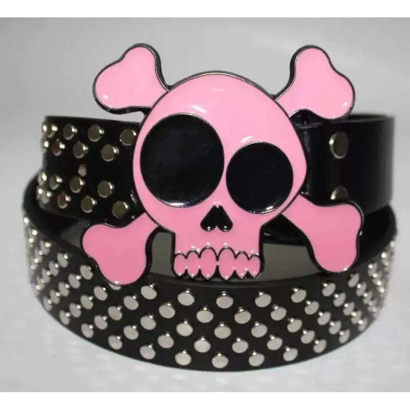 White Faux Leather Belt with Vintage Rivet Stitching and Pom Pom - Image 24