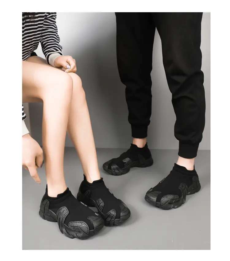 2025 Spring New Parent-Child Shoes Fashionable Versatile Couple Sports Casual Shoes Women's Flyknit Breathable Soft Sole Sock Shoes — feature 13