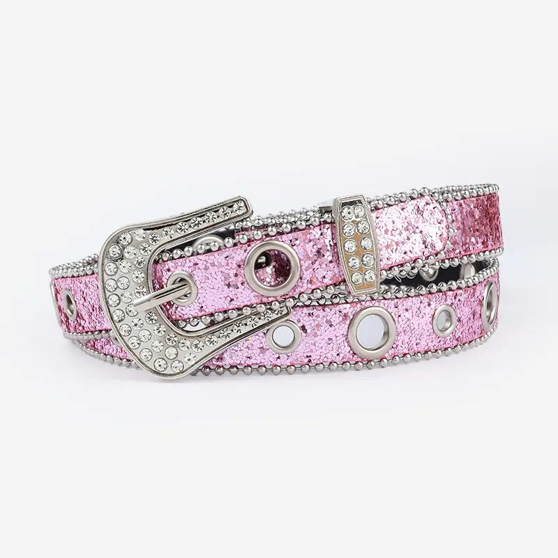 2025 Wish Cross-Border Bling Rhinestone Belt Women's Decorative Fashion Sequin Full Diamond Eyelet Jeans Belt - Image 10