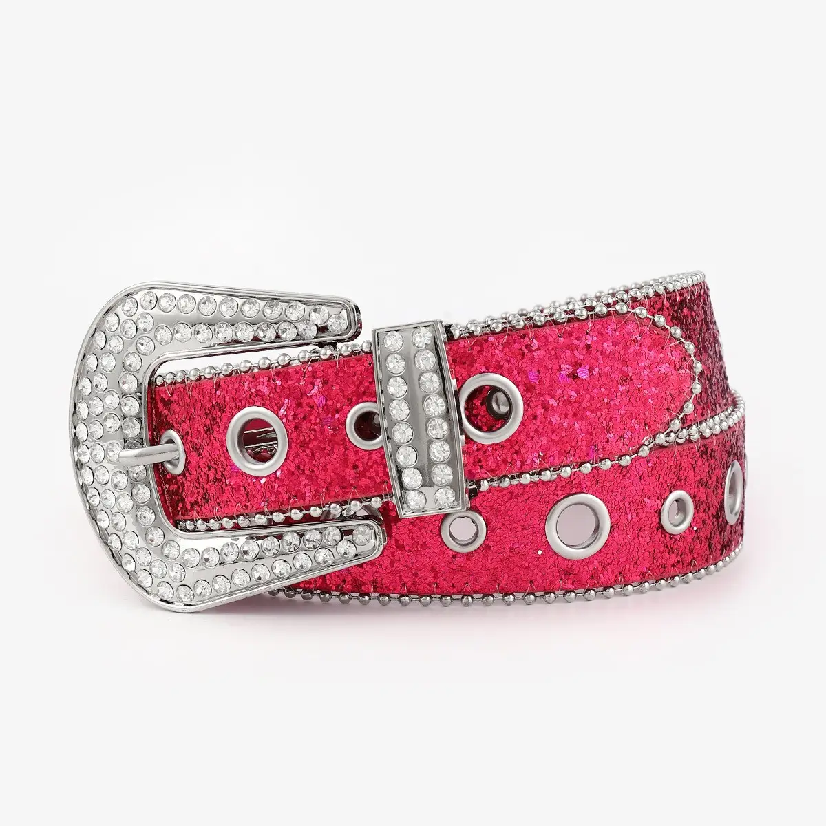 2025 Wish Cross-Border Bling Rhinestone Belt Women's Decorative Fashion Sequin Full Diamond Eyelet Jeans Belt — feature 13