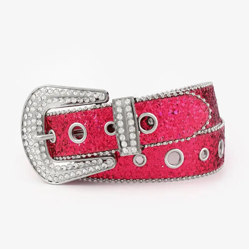 2025 Wish Cross-Border Bling Rhinestone Belt Women's Decorative Fashion Sequin Full Diamond Eyelet Jeans Belt - Image 6