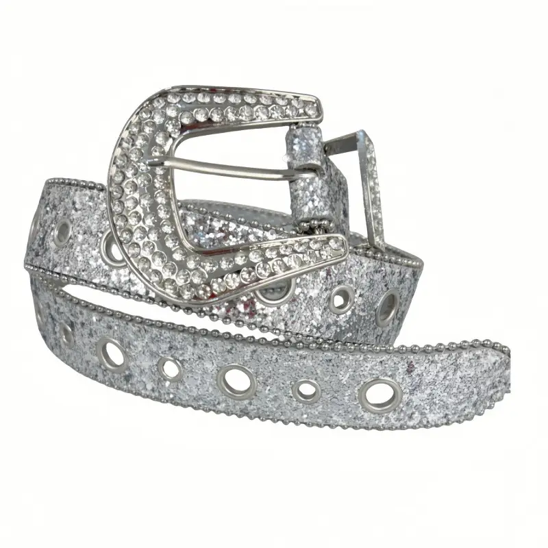 2025 Wish Cross-Border Bling Rhinestone Belt Women's Decorative Fashion Sequin Full Diamond Eyelet Jeans Belt - Image 8