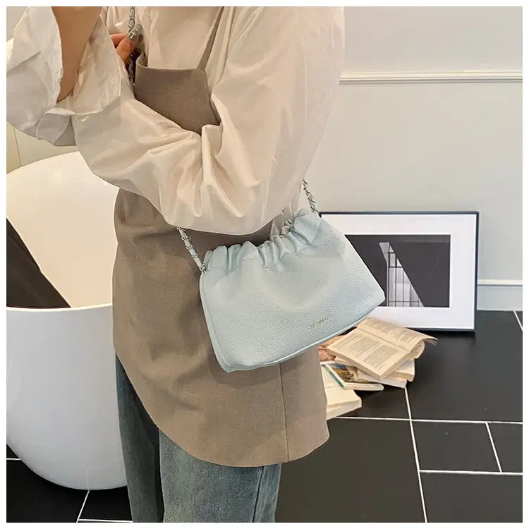 Women's Cream Bucket Bag with Chain Strap — feature 17