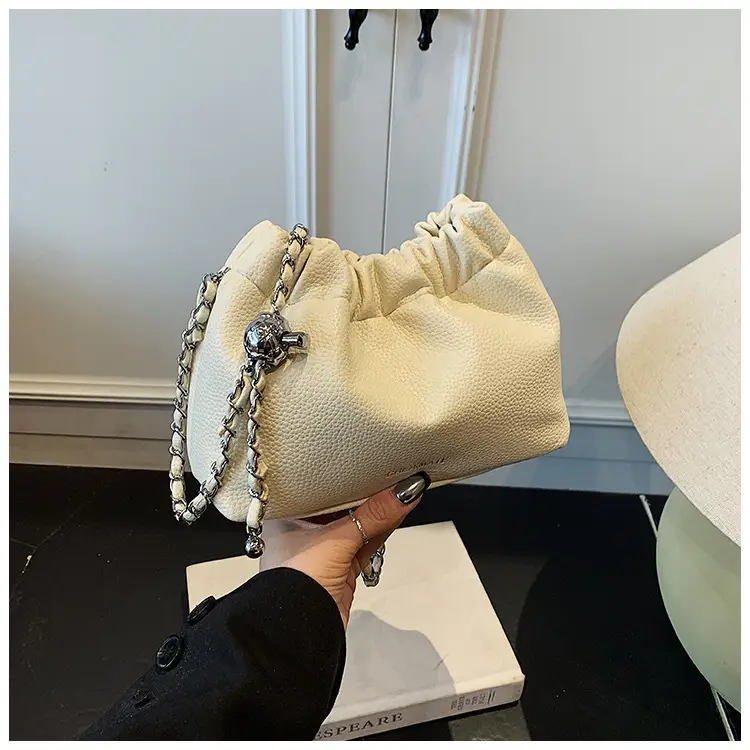 Women's Cream Bucket Bag with Chain Strap — feature 20