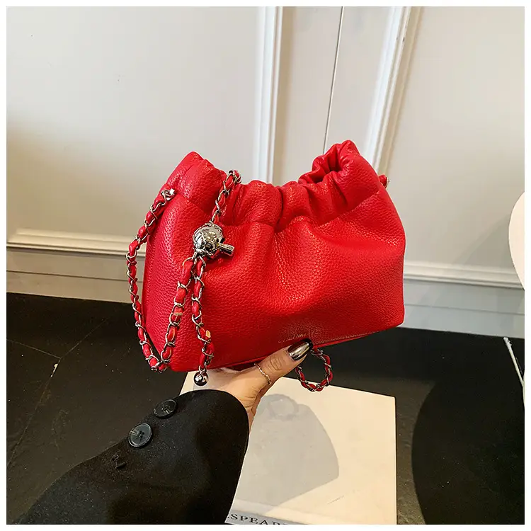 Women's Cream Bucket Bag with Chain Strap — feature 21