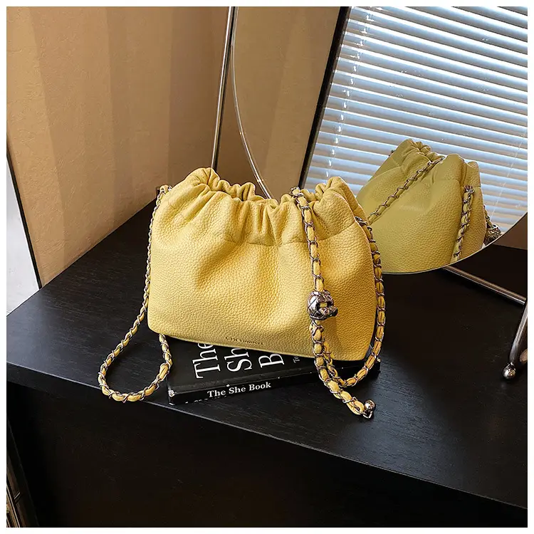 Women's Cream Bucket Bag with Chain Strap — feature 23