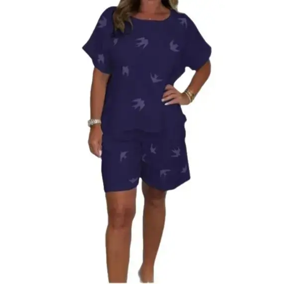 Women's 2025 Printed White Casual Suit Set