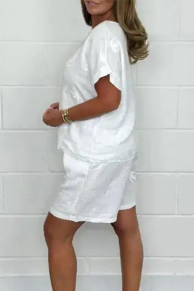 Women's 2025 Printed White Casual Suit Set — feature 3