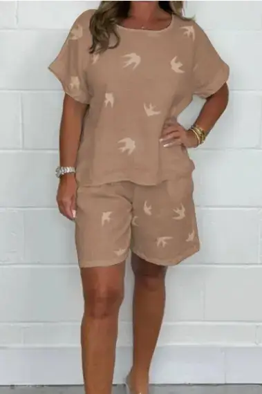 Women's 2025 Printed White Casual Suit Set — feature 5