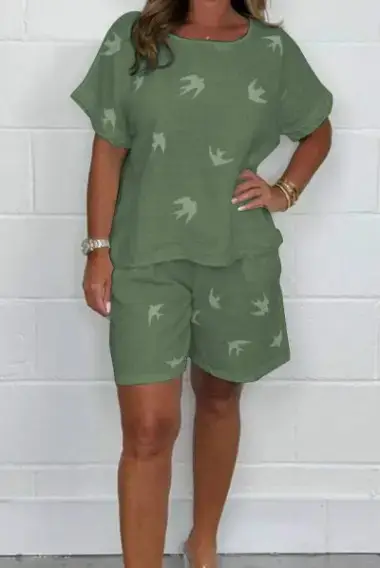 Women's 2025 Printed White Casual Suit Set — feature 6