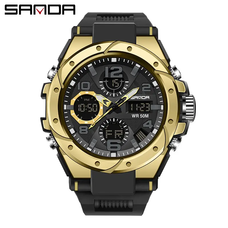 Sanda Men's Dual Display Waterproof Sports Watch