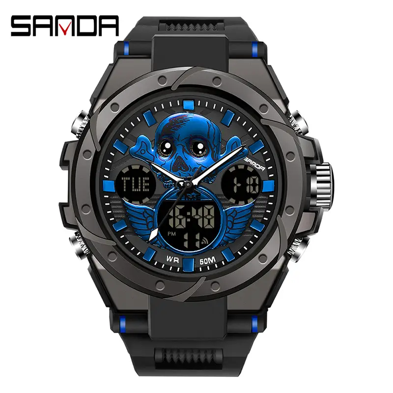 Sanda Men's Dual Display Waterproof Sports Watch
