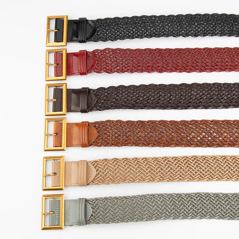 Brown Woven Belt with Vintage Buckle for Women - Image 8