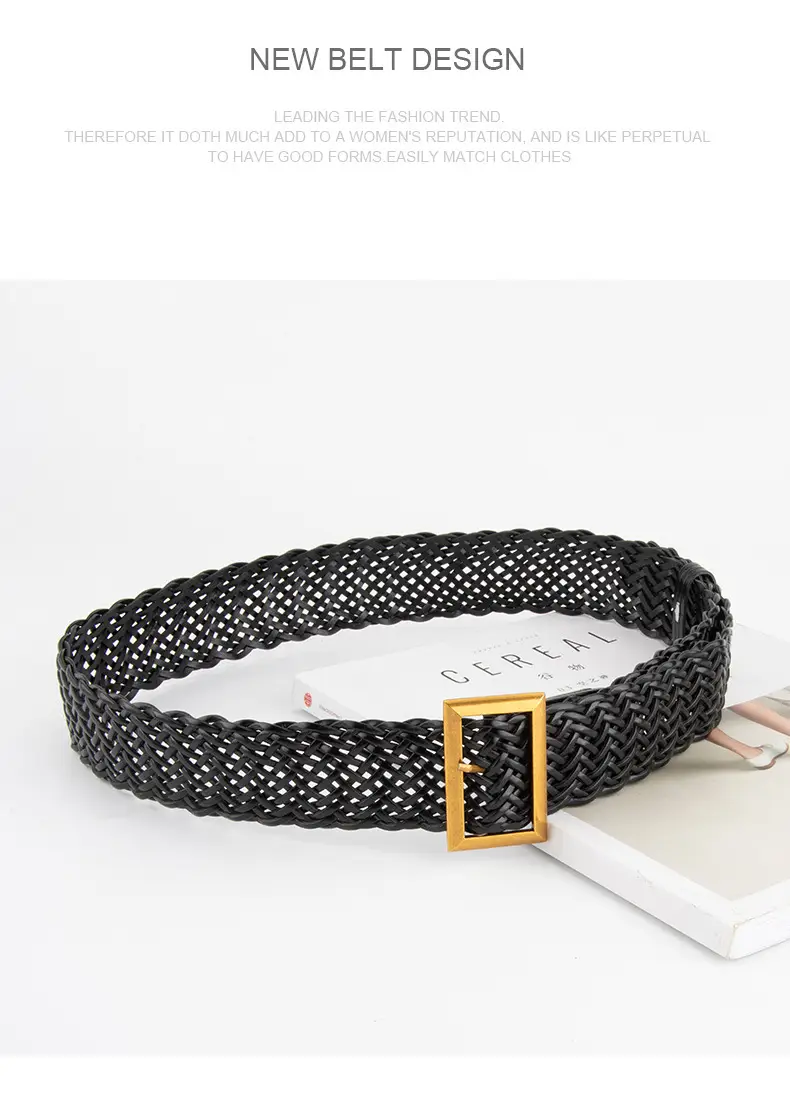 Brown Woven Belt with Vintage Buckle for Women — feature 12
