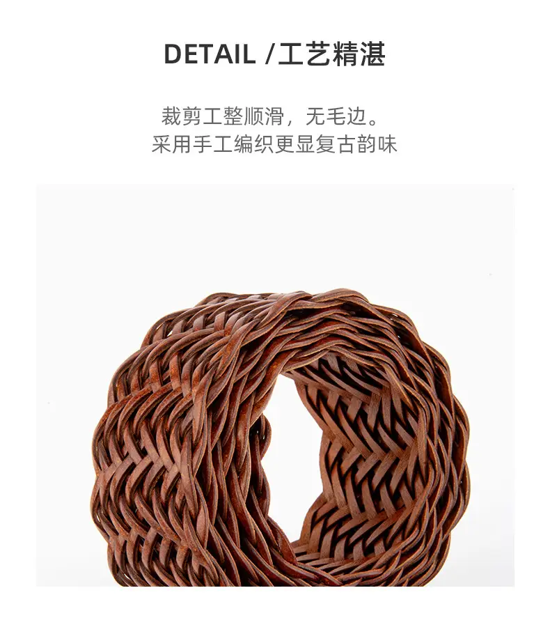 Brown Woven Belt with Vintage Buckle for Women — feature 7