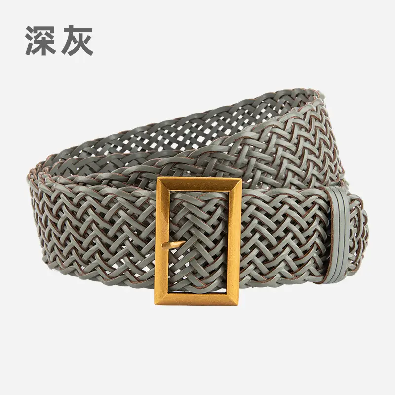 Brown Woven Belt with Vintage Buckle for Women - Image 4
