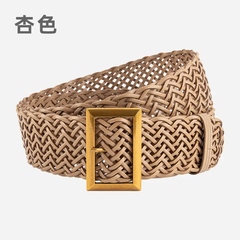 Brown Woven Belt with Vintage Buckle for Women - Image 5