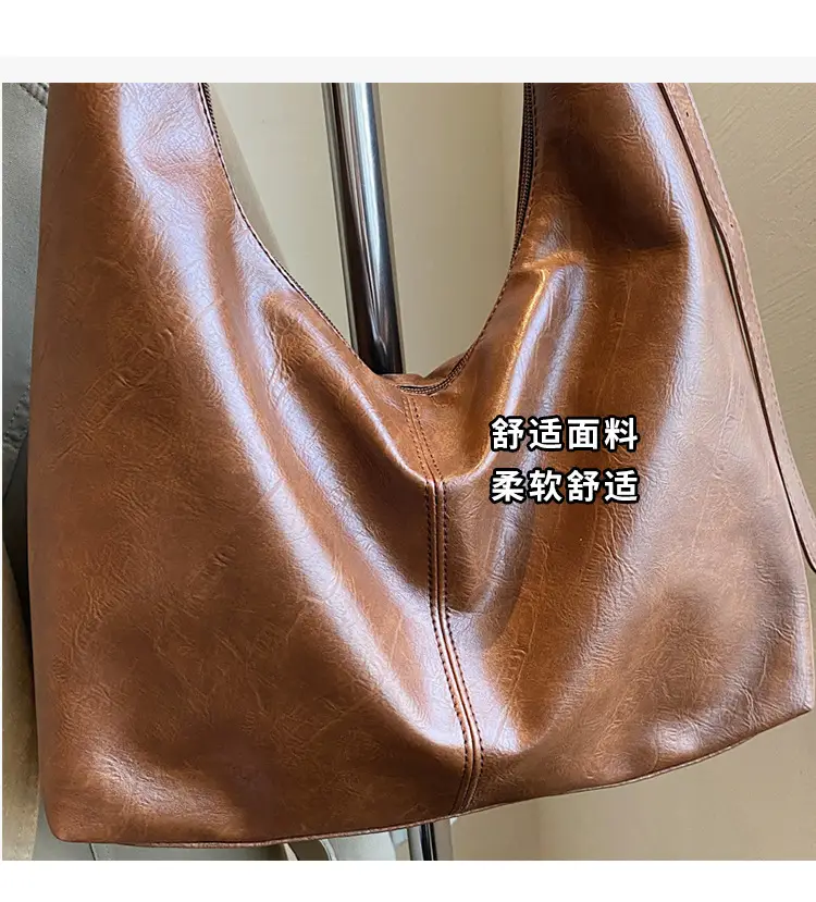 Brown Leather Large Capacity Women's Tote Bag — feature 5