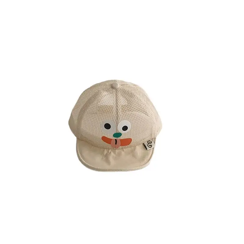 Cute Face Baby Cap Summer 2025 Beige Mesh - Image 6