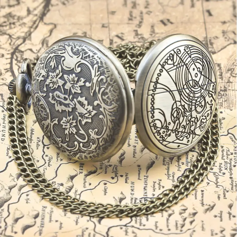 Retro Flip Pocket Watch for Men Women Quartz Chain - Image 24