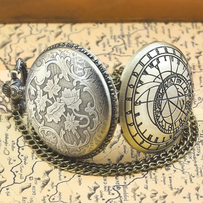 Retro Flip Pocket Watch for Men Women Quartz Chain — feature 14
