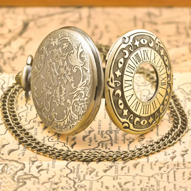 Retro Flip Pocket Watch for Men Women Quartz Chain — feature 20