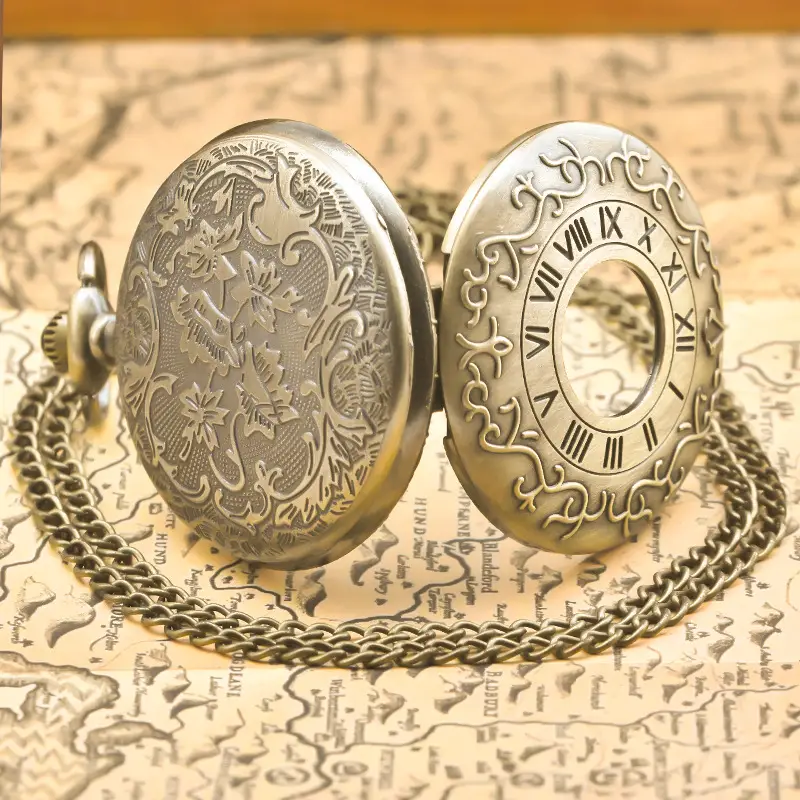 Retro Flip Pocket Watch for Men Women Quartz Chain — feature 22