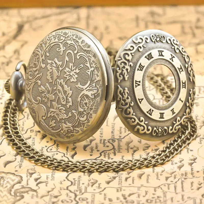 Retro Flip Pocket Watch for Men Women Quartz Chain — feature 24