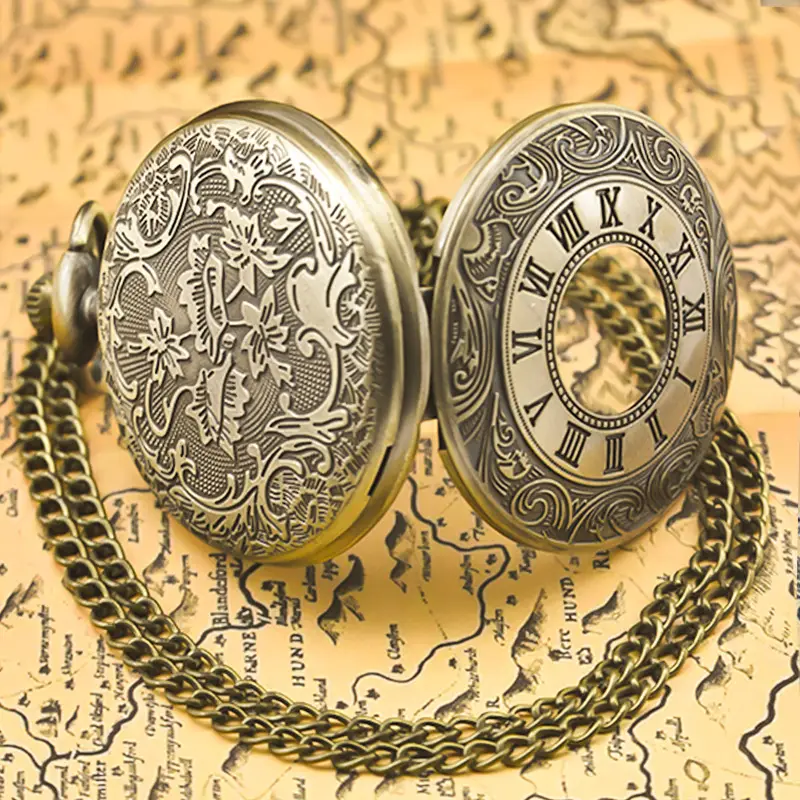 Retro Flip Pocket Watch for Men Women Quartz Chain — feature 26