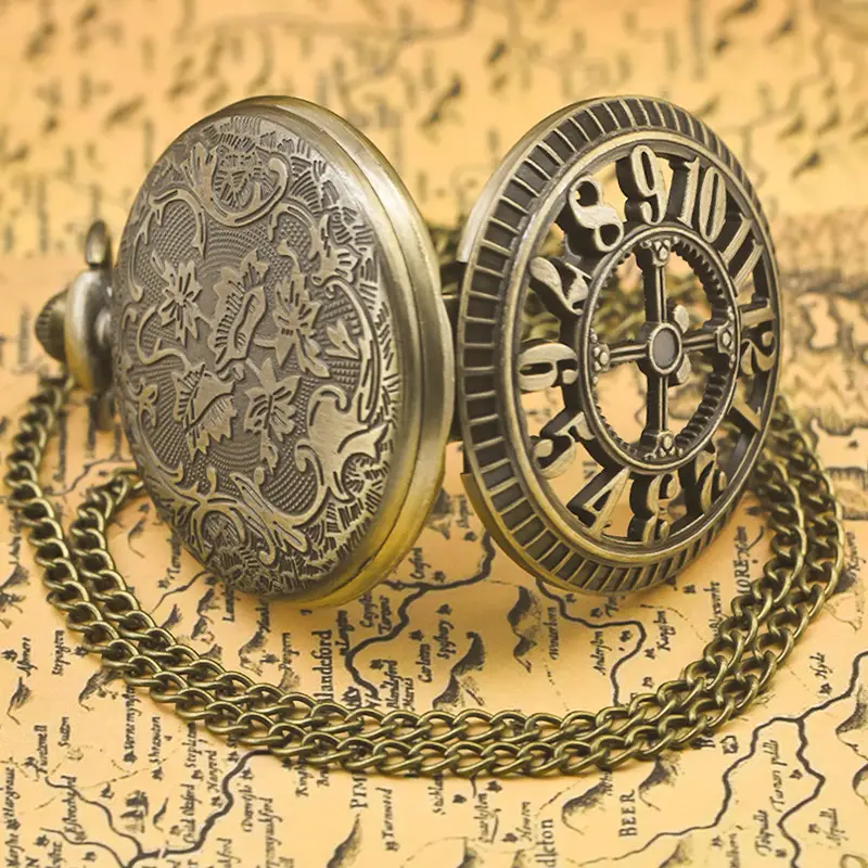 Retro Flip Pocket Watch for Men Women Quartz Chain — feature 38