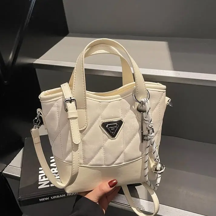 Women's Rhomboid Bag Beige Black Crossbody Shoulder 2025 - Image 5