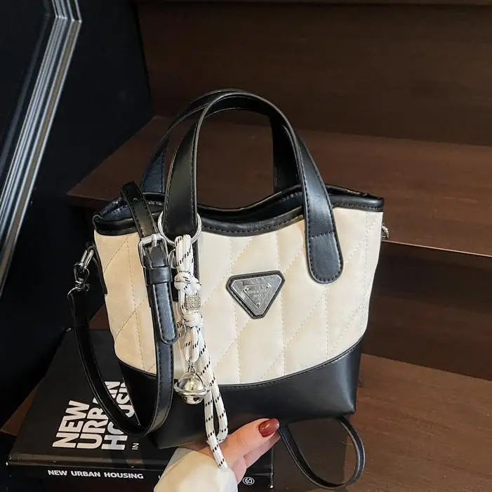Women's Rhomboid Bag Beige Black Crossbody Shoulder 2025 - Image 7