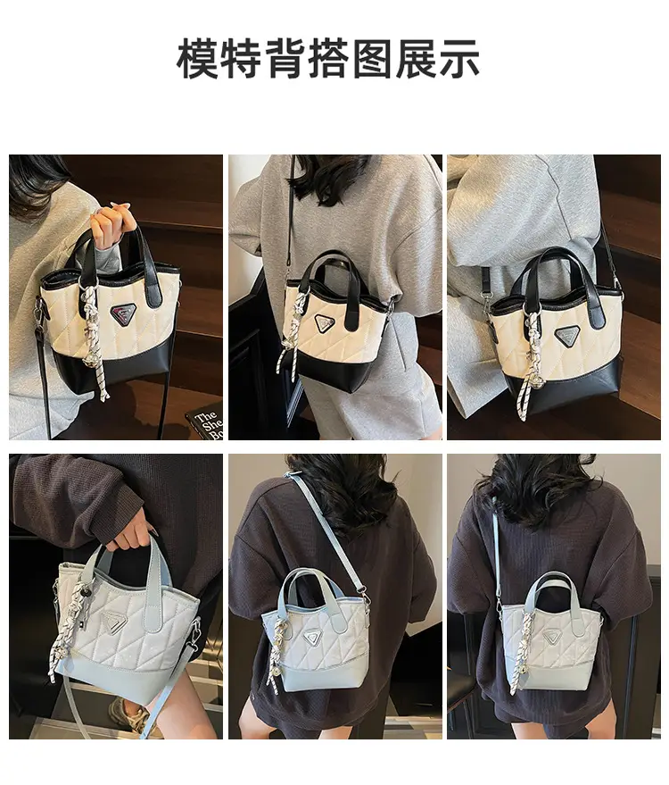 Women's Rhomboid Bag Beige Black Crossbody Shoulder 2025 — feature 10