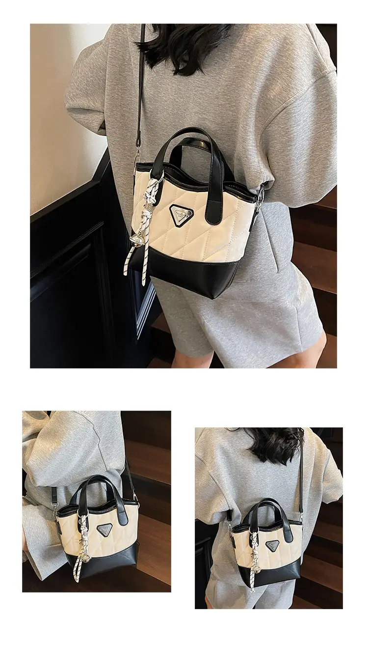 Women's Rhomboid Bag Beige Black Crossbody Shoulder 2025 — feature 12