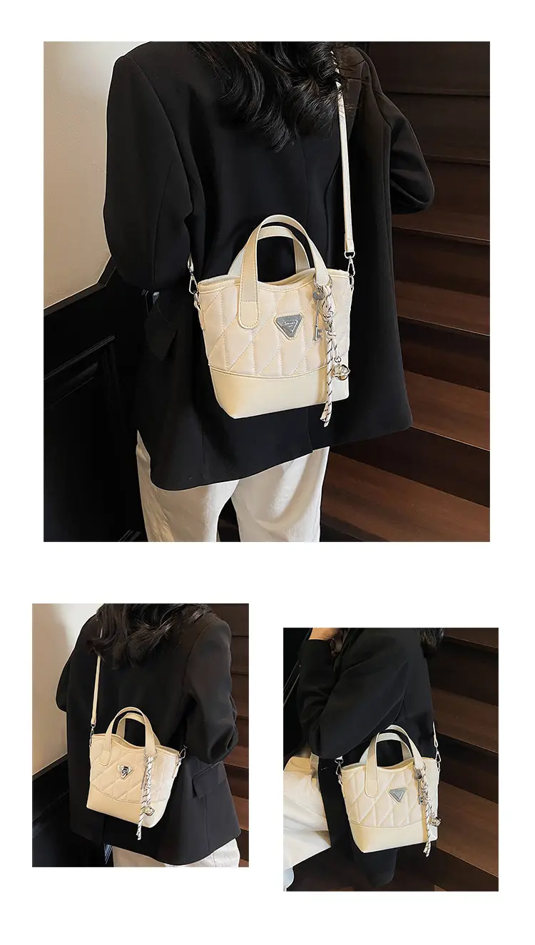 Women's Rhomboid Bag Beige Black Crossbody Shoulder 2025 — feature 13