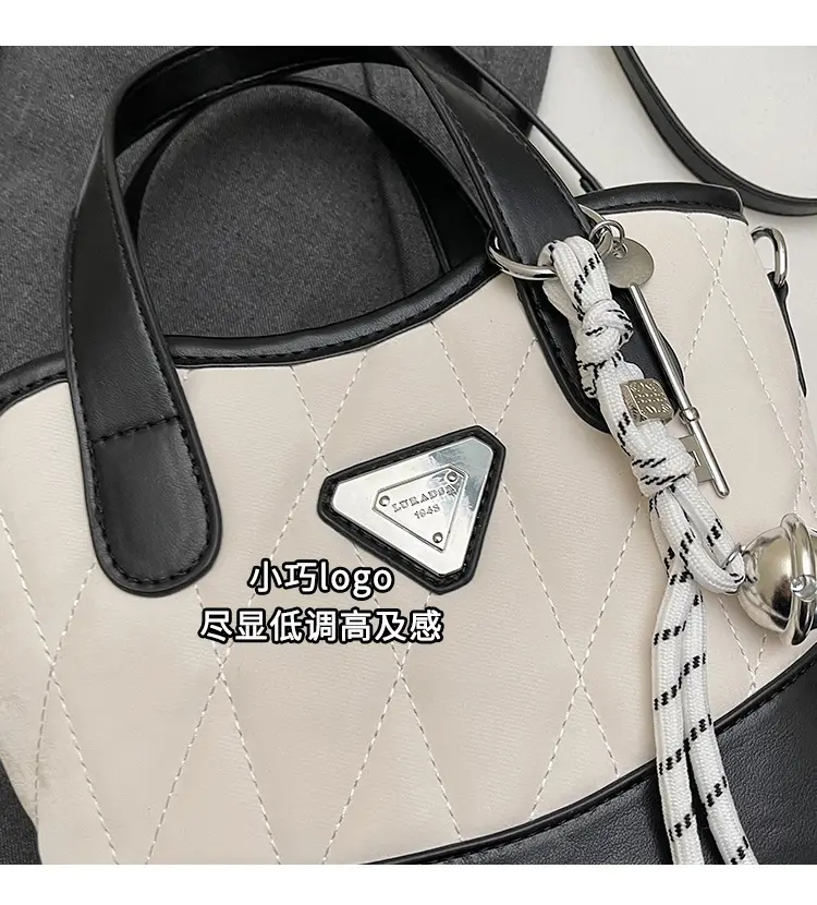 Women's Rhomboid Bag Beige Black Crossbody Shoulder 2025 — feature 5