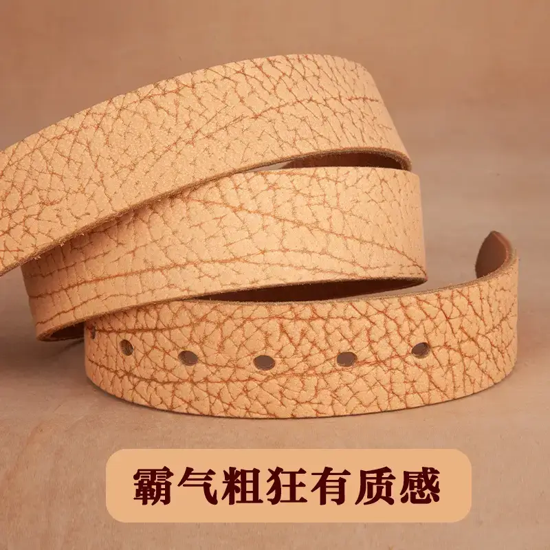 Men's Genuine Leather Vintage Buckle Belt Tan - Image 4