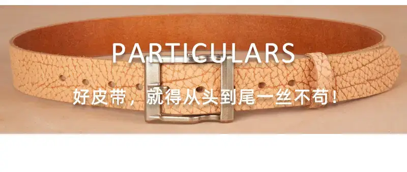 Men's Genuine Leather Vintage Buckle Belt Tan — feature 5