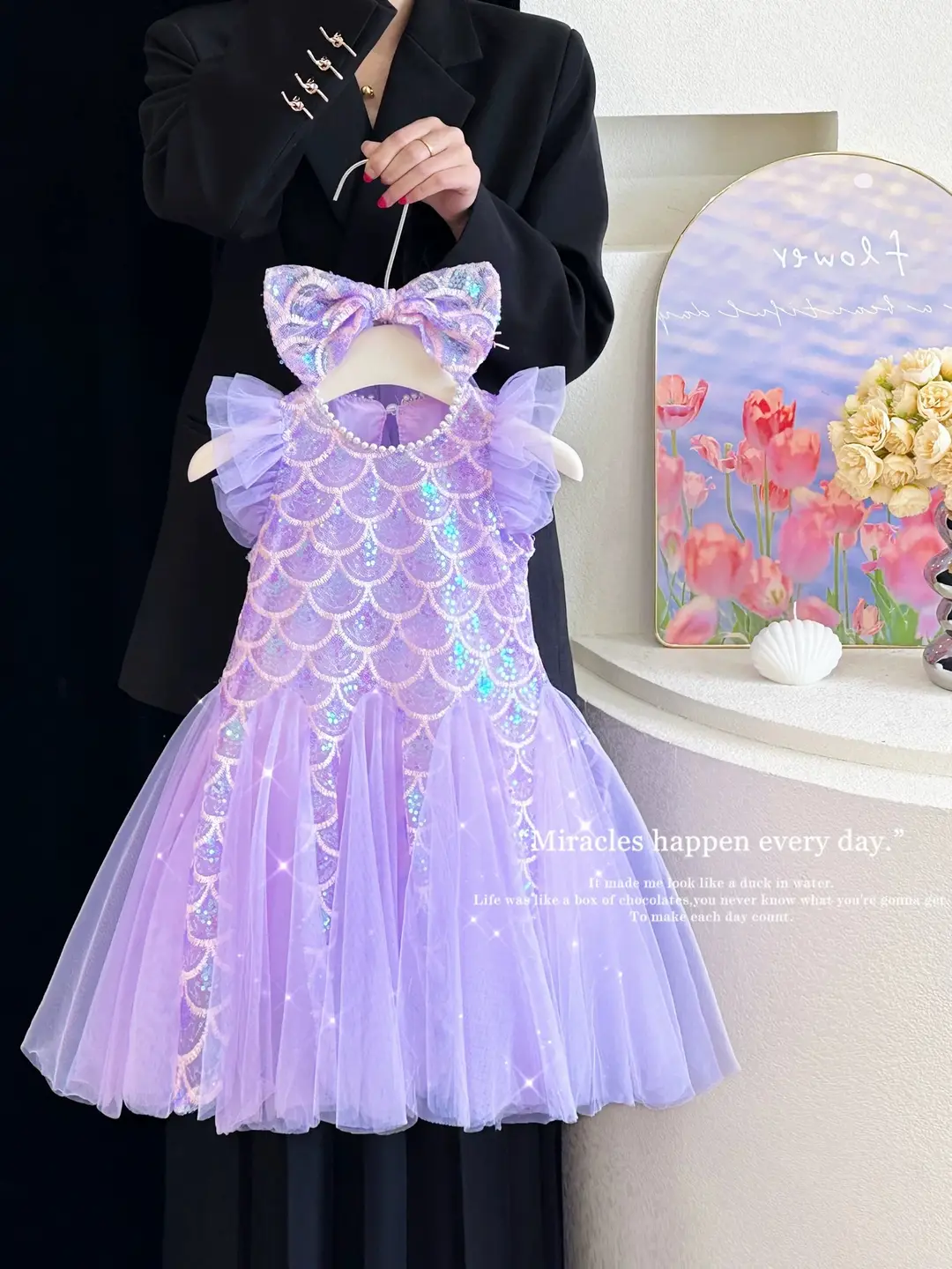 Girls' Dress 2026 Summer New Style Children's Stylish Princess Dress Baby Fashion Mesh Flutter Sleeve Vest Dress