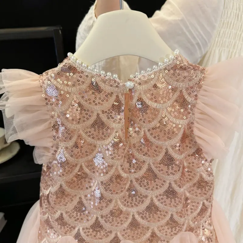 Girls' Dress 2026 Summer New Style Children's Stylish Princess Dress Baby Fashion Mesh Flutter Sleeve Vest Dress — feature 15