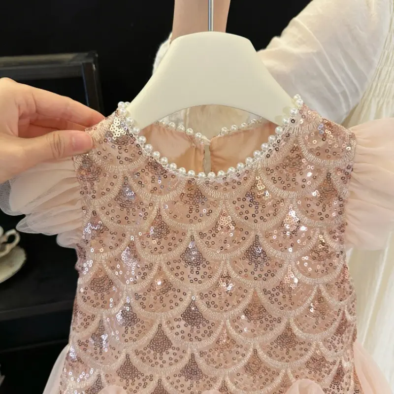 Girls' Dress 2026 Summer New Style Children's Stylish Princess Dress Baby Fashion Mesh Flutter Sleeve Vest Dress — feature 16