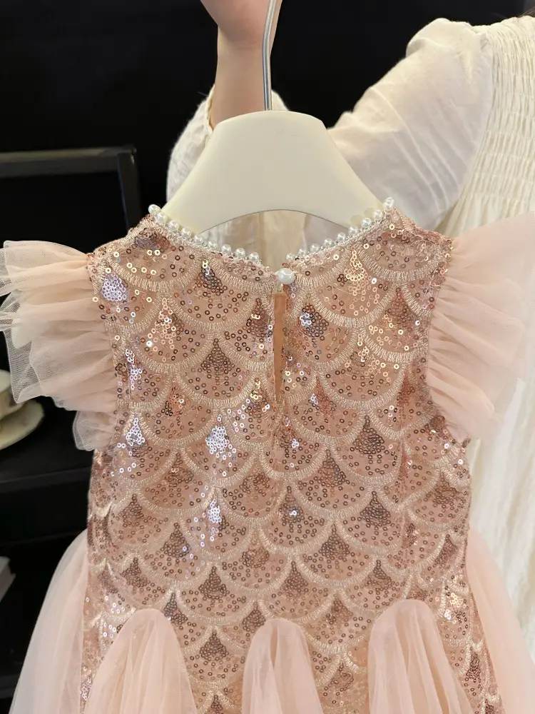 Girls' Dress 2026 Summer New Style Children's Stylish Princess Dress Baby Fashion Mesh Flutter Sleeve Vest Dress — feature 5