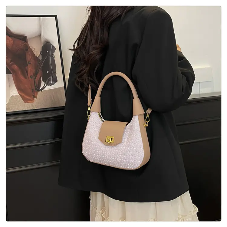 Women Crossbody Bag Woven Textured Beige Gold — feature 21