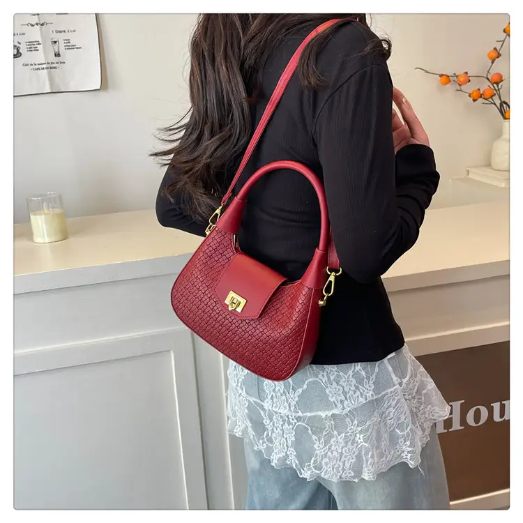 Women Crossbody Bag Woven Textured Beige Gold — feature 27