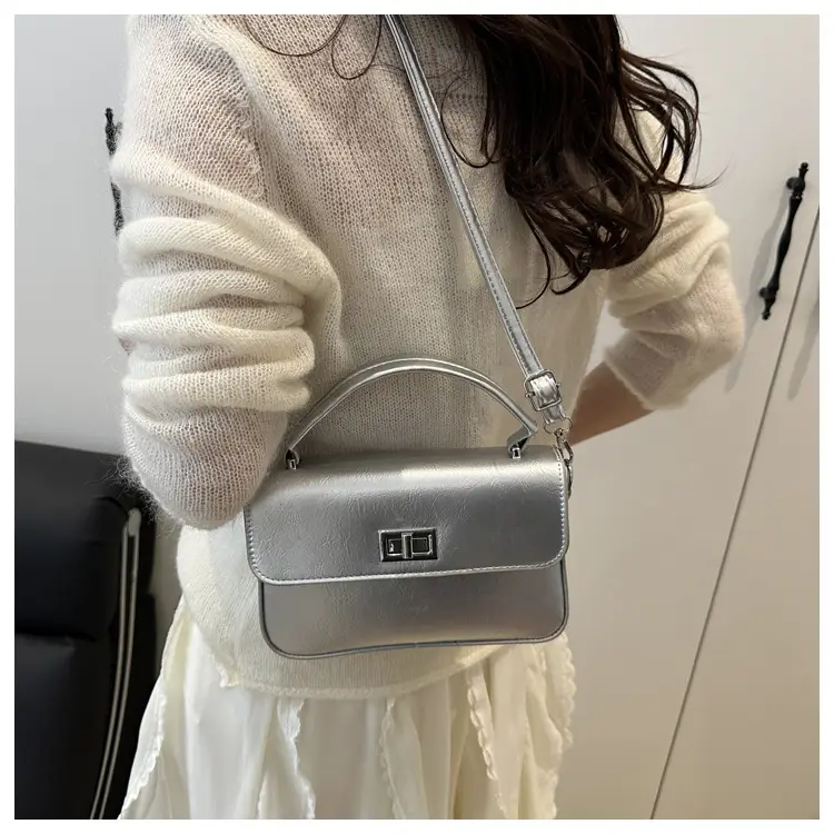 2025 Women's Silver Textured Square Handbag — feature 26