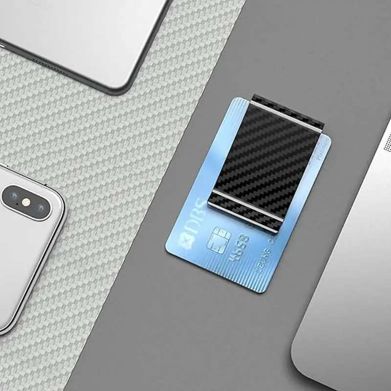 New Card Holder Portable Moisture-Proof Carbon Fiber Cross-Border Amazon Popular Ebay Stripesd Wallet Card Holder Copper Wallet — feature 6